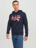 Jack & Jones Kapuzenpullover Sweater mit Print JJELOGO in Navy