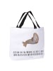 Mr. & Mrs. Panda Damen Schultertasche Robbe Lachen mit Spruch in Weiß
