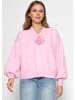 SASSYCLASSY Strickjacke mit Blumenapplikation in Rosa