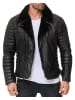 Reichstadt Herren Slim Fit Kunstlederjacke  in Black - Black Zipper