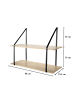 CALICOSY Wandregal und 2 Ebenen in Helles Holz - (W) 80  x (H) 60  x (L) 30  cm