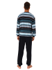 NORMANN Frottee Schlafanzug langarm Bündchen Streifen - 75414 in marine