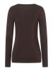 More & More klassisches Basic-Langarmshirt in espresso brown