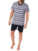 NORMANN Pyjama Shorty kurzarm Schlafanzug Streifen - 53274 in anthrazit