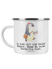 Mr. & Mrs. Panda Camping Tassen Emaille Postbotin Herz mit Spruch in Weiß