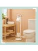 relaxdays WC Garnitur in Weiß/ Natur - (B)21,5 x (H)79 x (T)21,5 cm