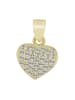 Adeliás Damen Anhänger Herz aus 925 Silber mit Zirkonia in gold