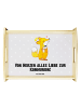 Mr. & Mrs. Panda Holz Tablett Fuchs Kommunion mit Spruch in Grau Pastell