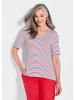 GOLDNER Maritimer Streifenlook mit V-Ausschnitt in rot / weiß / geringelt
