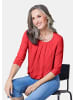 GOLDNER Kurzgröße:  Chiffon-Shirt mit 3/4-Arm, Rundhals in rot