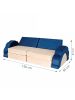 relaxdays 10tlg. Kinder-Spielsofa Set "Samt" in Blau/ Beige - (B)150 x (H)47 x (T)65 cm