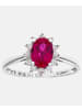 Diamant L'éternel Cluster-Ring aus 375 Weißgold mit 0.25 Karat Diamant mit Rubin