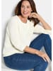 GOLDNER Kurzgröße:  Strickpullover Halbarm Baumwollpullover mit Struktur in cremeweiß