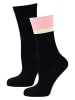 Nur Die  Basicsocken Soft Modal Ripp in schwarz/rosa