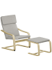 HOMCOM Relaxsessel mit Hocker in Hellgrau 66,5L x 80B x 99H cm