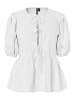 Pieces Oberteil mit Puffärmeln in Bright White