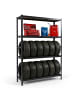 relaxdays Reifenregal in Schwarz - (B)120 x (H)180 x (T)40 cm