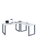 VCM  U Schreibtisch Eckschreibtisch L Form 160x160x80 in Silber / Weiß