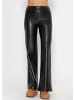 SASSYCLASSY High-Rise Flared Thermo Kunstleder Leggings mit breitem Bund in Schwarz