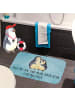 Mr. & Mrs. Panda Badeteppich Pinguin umarmen mit Spruch in Eisblau