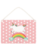 Mr. & Mrs. Panda Deko Schild Einhorn Regenbogen ohne Spruch in Rot Pastell