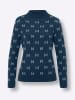 Sieh an! Stehkragenpullover in dunkelblau-ecru-gemustert