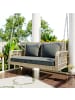 ABRIHOME Hollywoodschaukel in Khaki Rattan mit grauen Kissen 2 Sitze