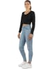 Janice 2 x Damen crop Langarmshirt Nerja in Petrol/Schwarz
