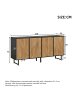 ABRIHOME Sideboard in Natur Schwarz mit 4 Türen 160x40x75 cm