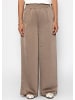 SASSYCLASSY Satin Hose mit weitem Bein in Taupe