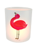 Mr. & Mrs. Panda Glas Windlicht Flamingo Stolz ohne Spruch in Transparent