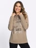 Sieh an! Sweatshirt in beige-schwarz-bedruckt
