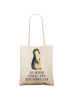 Mr. & Mrs. Panda Uni Tasche Pinguin Blumen mit Spruch in Creme