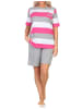 NORMANN kurzarm Shorty Schlafanzug Blockstreifen in pink