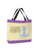 Mr. & Mrs. Panda Strandtasche Anker Blau mit Spruch in Gelb Pastell