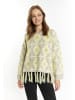 IZIA Damen Pullover in Grau Limette Weiss