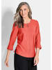 GOLDNER Kurzgröße:  Viskosebluse mit 3/4-Ärmeln, Rundhals in koralle