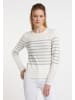 DreiMaster Maritim Strickpullover in Wollweiss Grau Melange