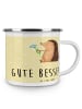 Mr. & Mrs. Panda Emaille Tasse Igel Blumen mit Spruch in Gelb Pastell
