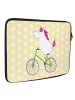 Mr. & Mrs. Panda Laptoptasche Einhorn Radfahrer ohne Spruch in Gelb Pastell