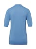 GOLDNER Kurzarm Strickpullover mit adrettem Kragen in jeansblau