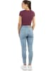 Janice 2 x Damen crop T-Shirt Nantes in Burgund