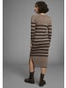 Laura Scott Strickkleid in taupe-schwarz-gestreift
