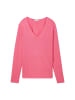 Tom Tailor Dünner Strickpullover Basic V-Ausschnitt Stretch Sweater in Pink