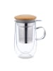 relaxdays Teeglas in Transparent/ Natur - 430 ml