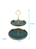 Intirilife Etagere Tortenständer Gebäckständer in 24.5 cm x 20 cm grün/gold