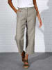 creation L Leinen-Hose in khaki-weiß-meliert