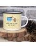 Mr. & Mrs. Panda XL Emaille Tasse Kaffee Bohne mit Spruch in Gelb Pastell