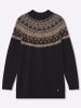 sheego Langarm-Pullover in schwarz-beige-gemustert