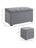 HOMCOM Aufbewahrungshocker-Set-75L x 40B x 42H cm-Hellgrau